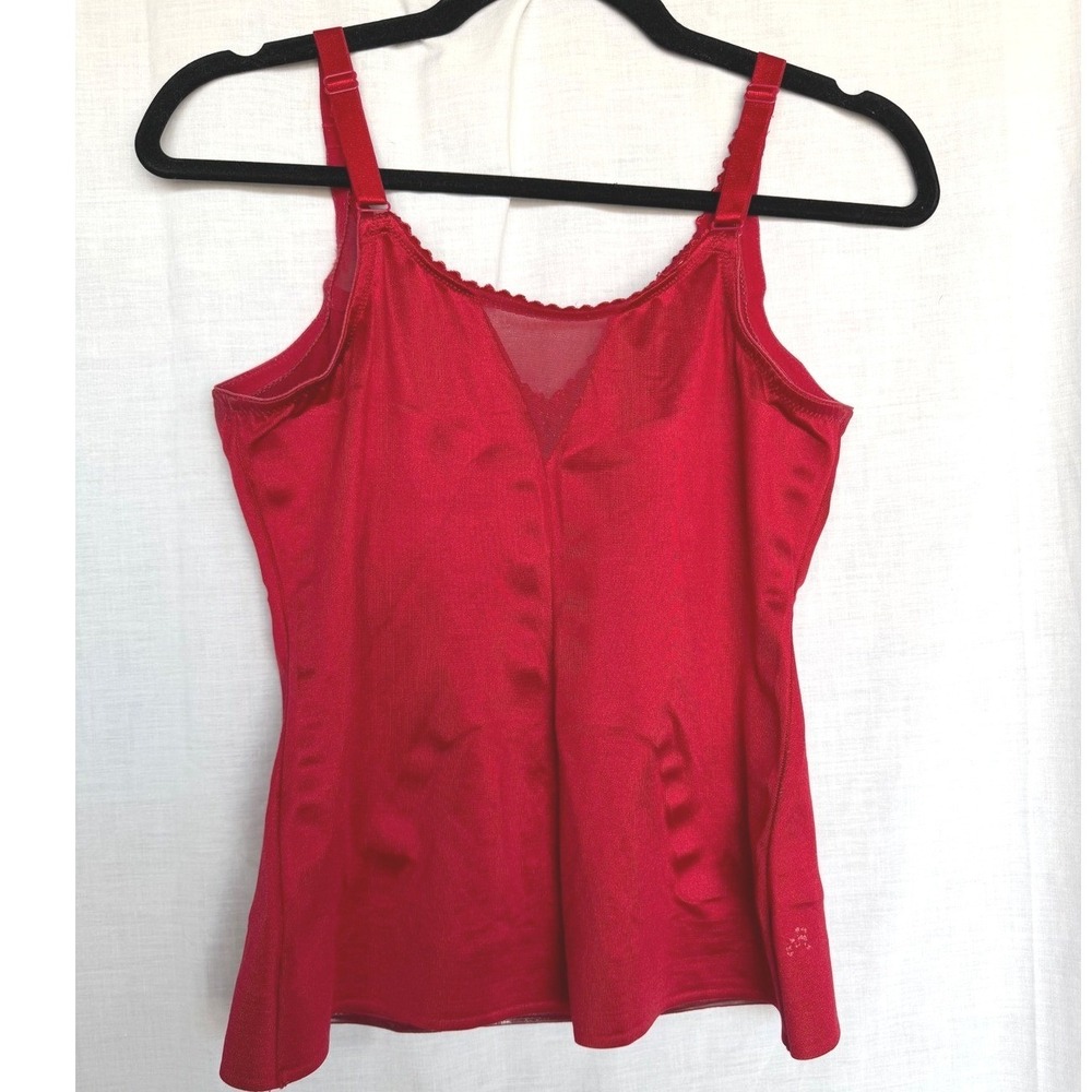 Ruby Ribbon Cami Red Mesh Trim Shapewear Layering Base Layer Camisole Womens 38 - Picture 3 of 7